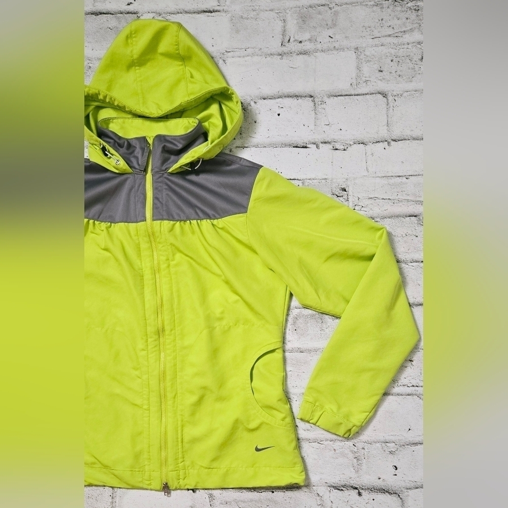 Nike Golf Lightweight Hooded Jacket Womens Small Lime Green Gray - Picture 5 of 10